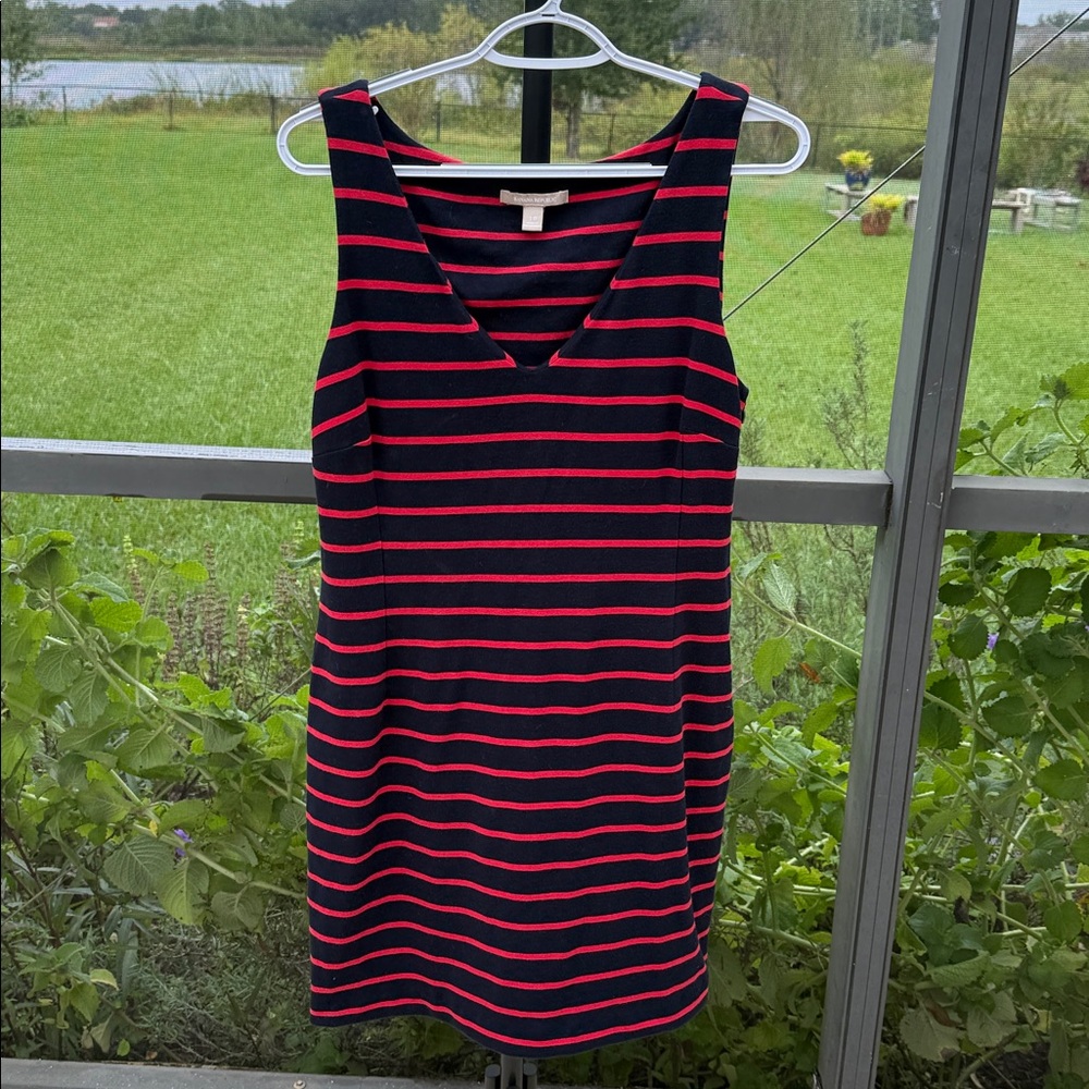 Banana Republic Navy & Red Stripe sleeveless stretch Dress Size 10